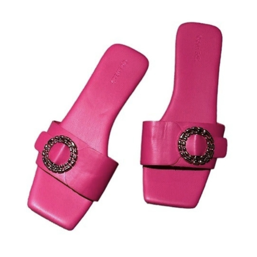 Open edit open toe flip flops hot pink